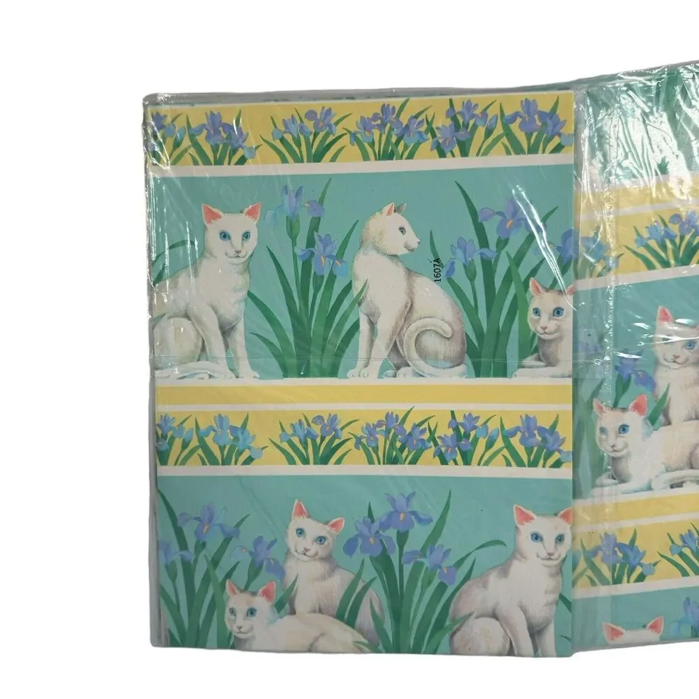 VINTAGE NOS Cat Kitten Sealed Gift Wrap Paper American Greetings USA 3 packs New